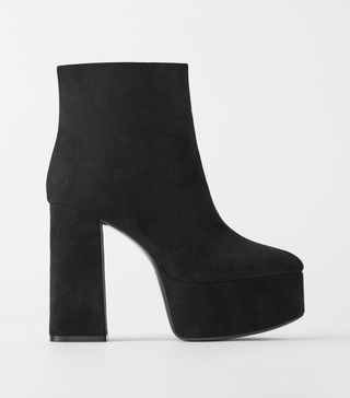Zara + Platform Heeled Ankle Boots