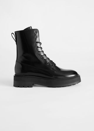 & Other Stories + Chunky Leather Lace-Up Boots
