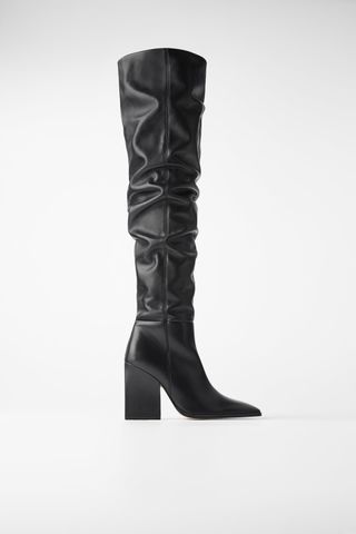 Zara + Oversized Geometric Shaft Heeled Boots