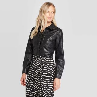 Who What Wear x Target + Button-Down Leather Jacket