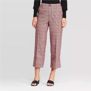Who What Wear x Target + Plaid Mid-Rise Wide Leg Pants