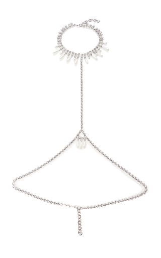 Alessandra Rich + Crystal And Faux Pearl Body Chain