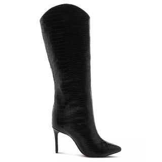 Schutz + Maryana Snake-Embossed High-Heel Boots