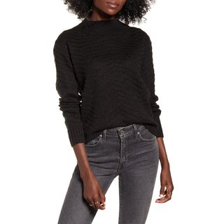Dreamers by Debut + Chevron Stitch Mock-Neck Sweater