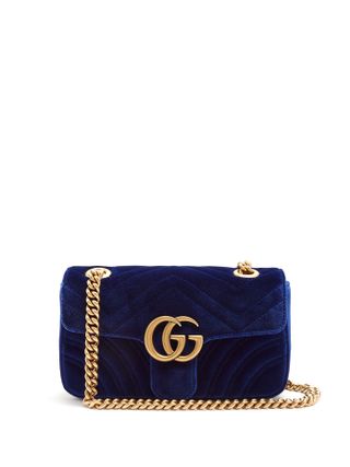 Gucci + GG Marmont Mini Quilted-Velvet Cross-Body Bag
