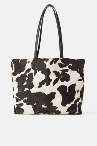 Zara + Animal Print Leather Shopper