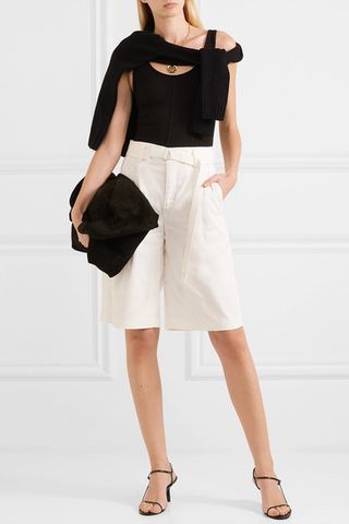 Vince + Belted Pleated Cotton-Blend Twill Shorts
