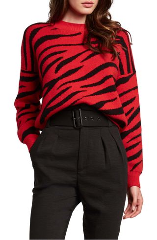 Bardot + Zebra Pattern Sweater