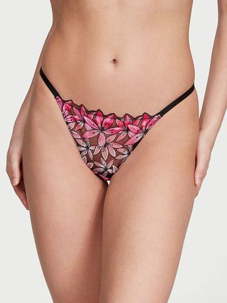 Victoria's Secret + Floral Embroidered Thong Panty