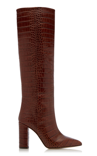 Paris Texas + Croc-Embossed Leather Knee Boots