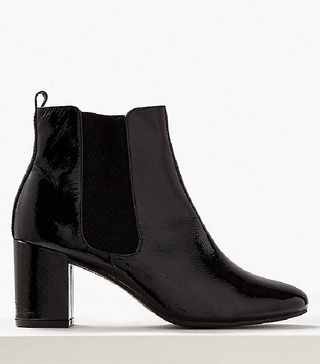 Marks and Spencer + Leather Block Heel Chelsea Ankle Boots