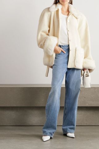 Rowen Rose + Belted Faux Fur-Trimmed Wool-Blend Bouclé Jacket