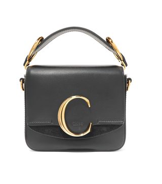 Chloé + Chloé C Mini Suede-Trimmed Leather Shoulder Bag