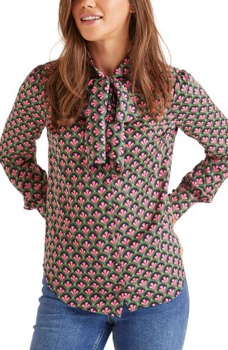 Boden + Thelma Tie Neck Blouse