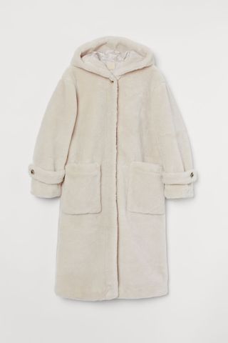 H&M + Hooded Faux Fur Coat