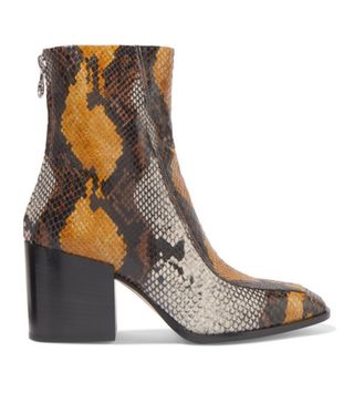 Aeyde + Lidia Snake-Effect Leather Ankle Boots