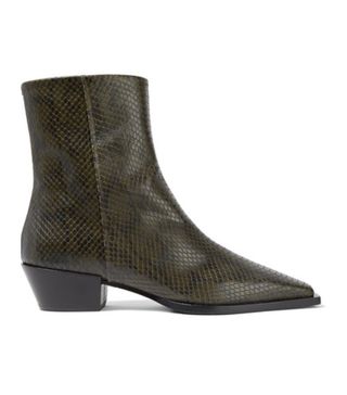 Aeyde + Ruby Snake-Effect Leather Ankle Boots