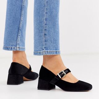 ASOS Design + Space Square-Toe Mary-Jane Mid Heels