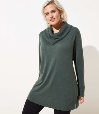 Loft + Plus Luxe Knit Cowl-Neck Tunic Sweater