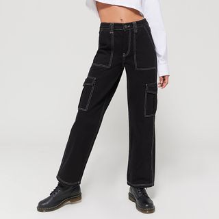 BDG + High-Waisted Contrast Stitch Jeans