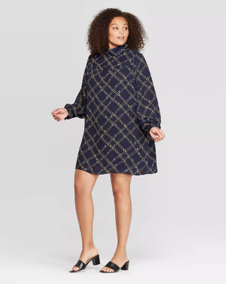 Target + Long Sleeve Mock Turtleneck Mini Dress