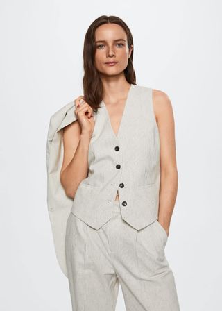 Mango + Pinstripe Suit Waistcoat