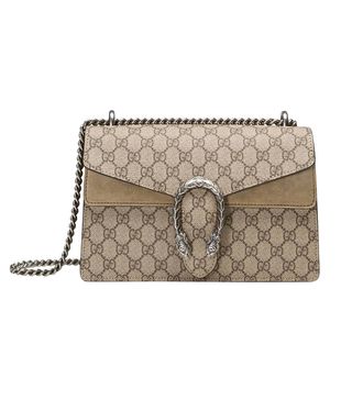 Gucci + Dionysus Shoulder Bag GG Supreme Small Taupe