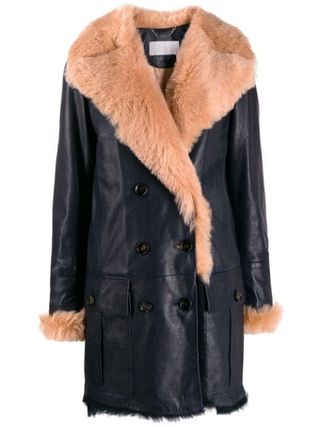 Chloé + Fur Lined Double Breasted Coat
