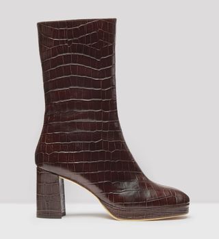 Miista + Carlota Mahogany Croc Leather Boots