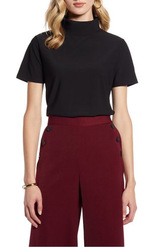 Halogen + Short Sleeve Turtleneck Top