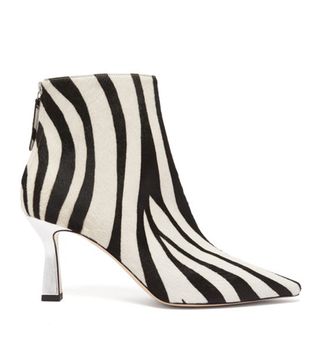 Wandler + Lina Zebra-Patterned Calf-Hair Ankle Boots