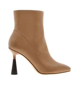 Charles & Keith + Croc-Effect Sculptural Heel Ankle Boots