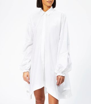 J.W. Anderson + Buttondown Puff Sleeve Dress in White