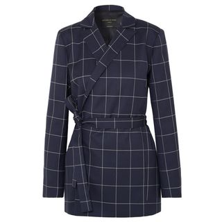 Mother of Pearl + Checked Organic Wool Blazer