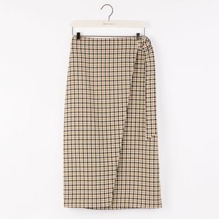 Warehouse + Check Wrap Skirt