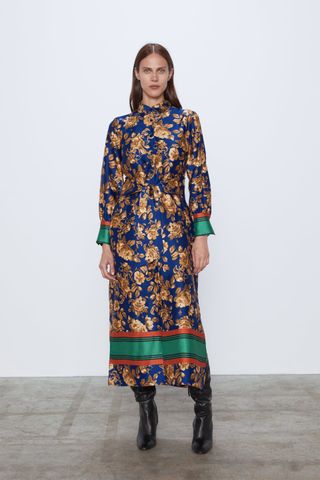 Zara + Printed Shirt Dress