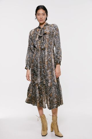 Zara + Snakeskin Print Dress