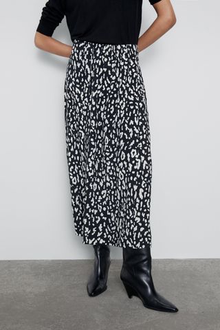 Zara + Animal Print Split Skirt