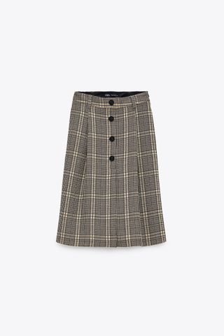 Zara + Plaid Split Skirt