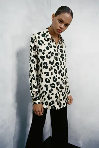 Zara + Oversized Animal Print Top