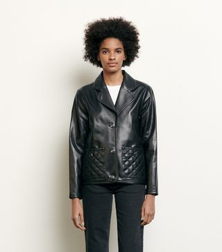Sandro + Leather blazer