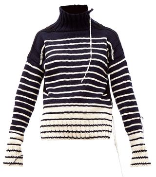 La Fetiche + Maurice Distressed Striped Wool Sweater