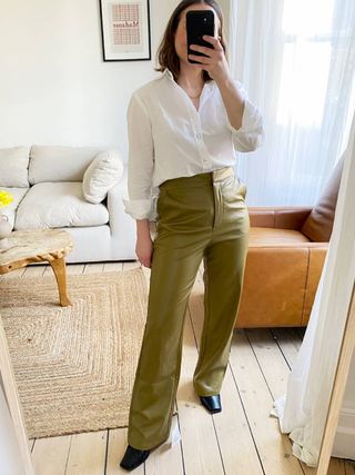 ASOS Design + Leather Look Suit Trousers