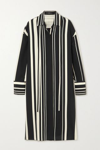 Joseph + Duras Striped Silk-Crepe Midi Shirt Dress