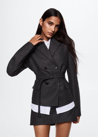 Mango + Wool Blazer With Belt