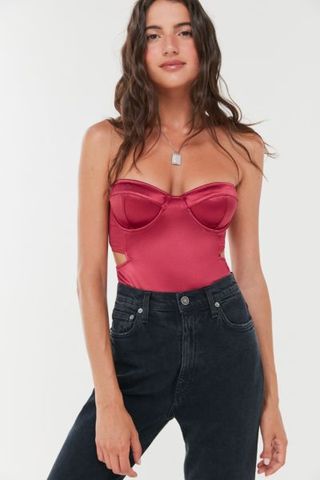 Out From Under + Cut It Out Satin Bustier Bodysuit