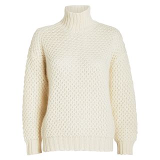 Alberta Ferretti + Waffle Knit Mohair Turtleneck Sweater
