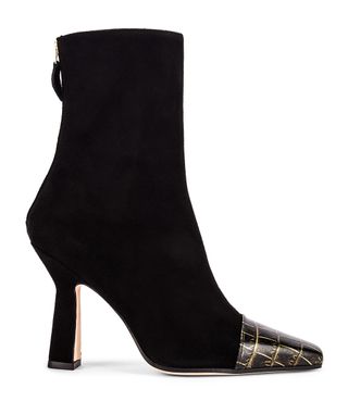 Paris Texas + Suede and Croco Square Toe Ankle Boot