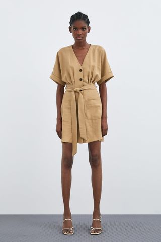 Zara + Button-Up Dress With Pockets