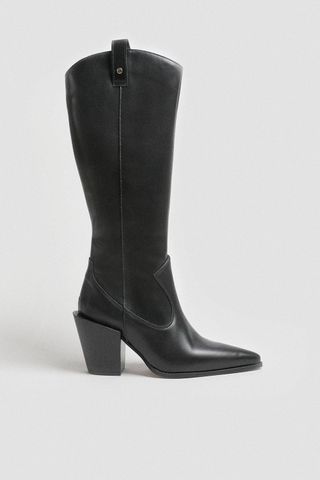Karen Millen + Knee High Leather Western Boot